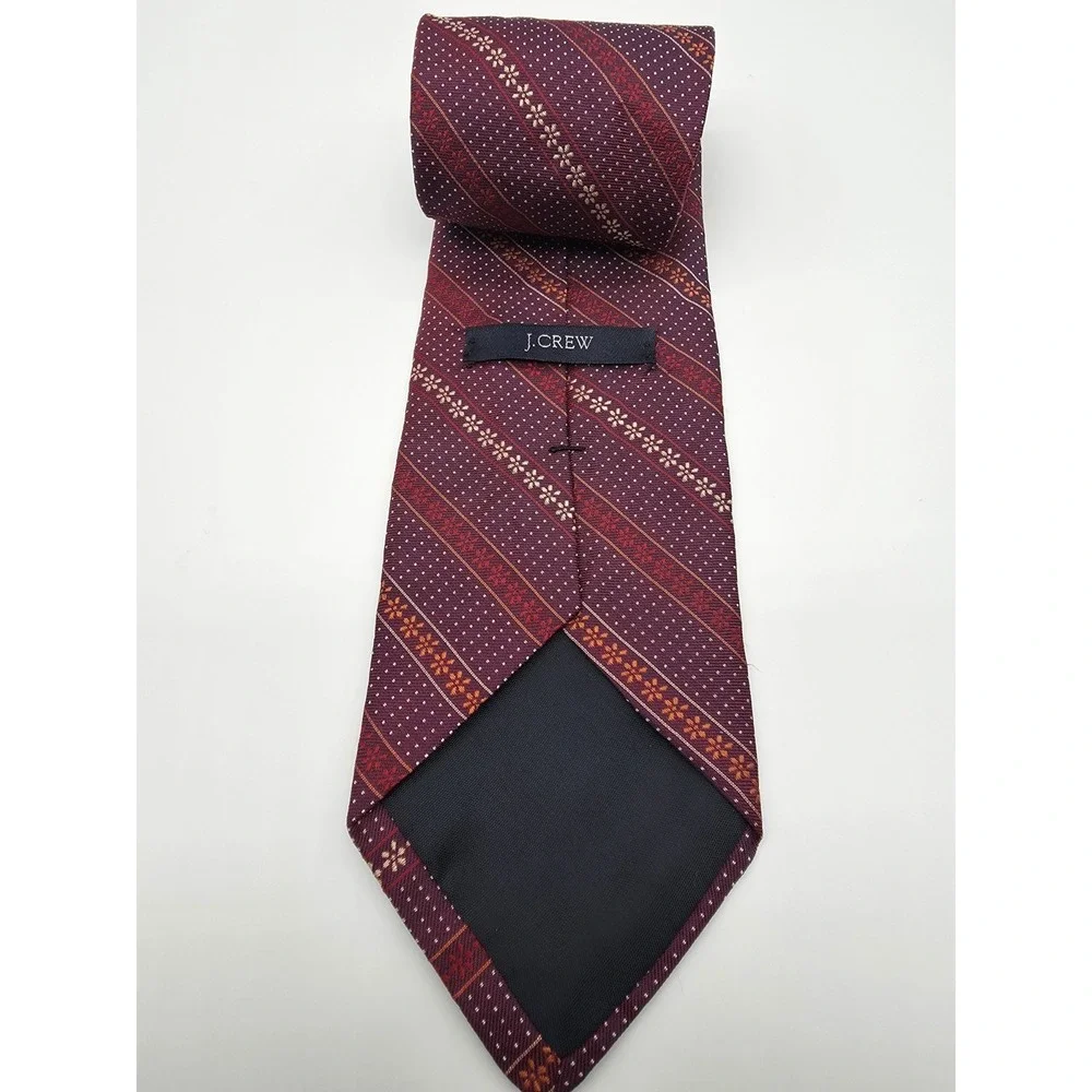 J.CREW Silk Tie Striped Red Orange Blue 57